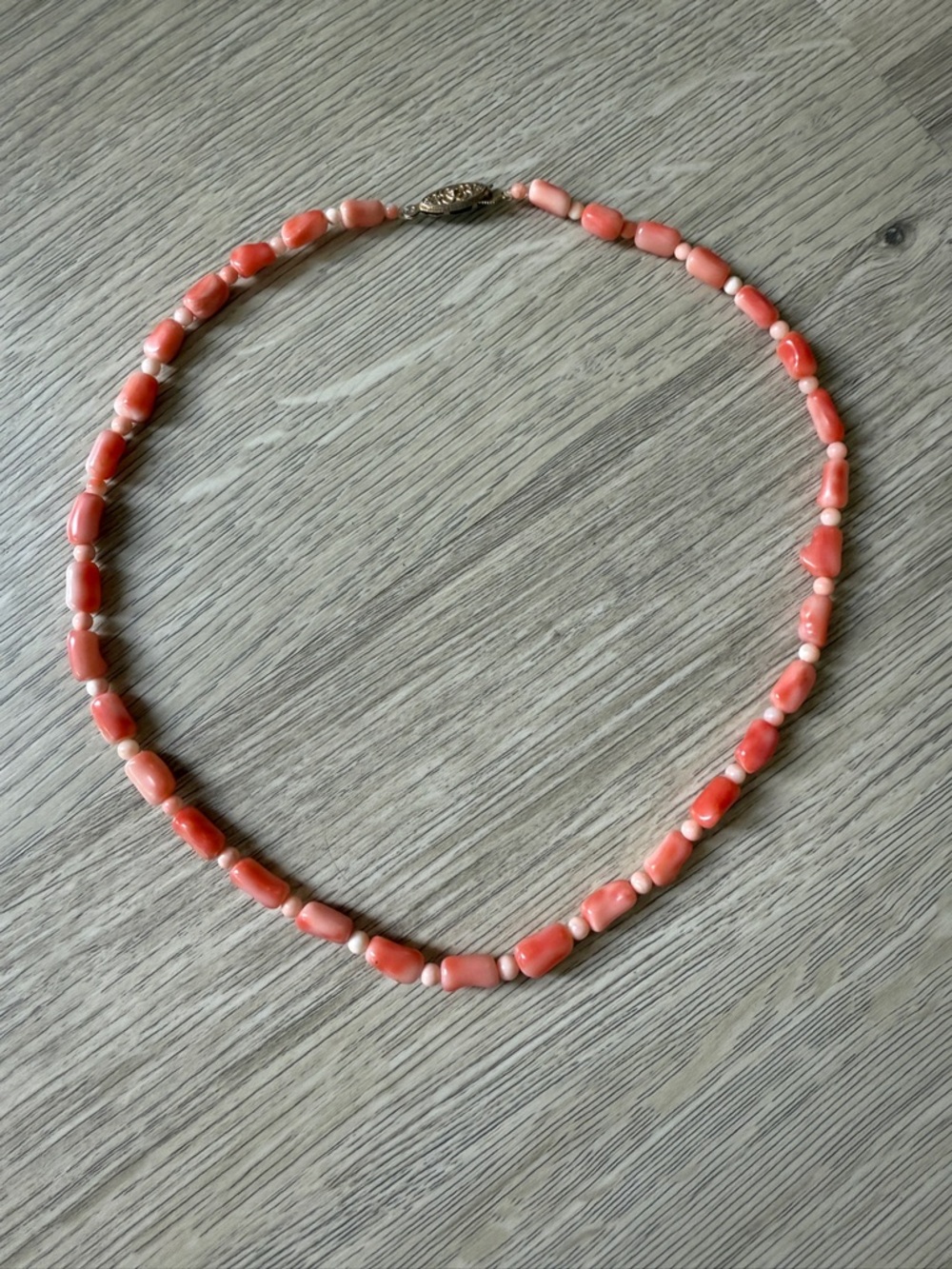 Gorgeous Vintage Angel Skin Coral Beaded Necklace Natural Rare Unique - Picture 2 of 13